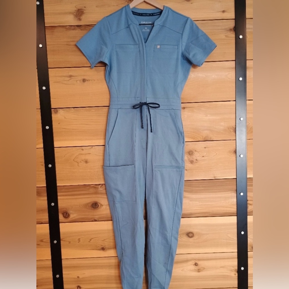 Fabletics Empower Stretchtech Jumpsuit Scrubs Steel Blue XS